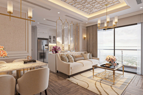 Căn hộ chung cư cao cấp, với phong cách thiết kế tân cổ điển sang trọng